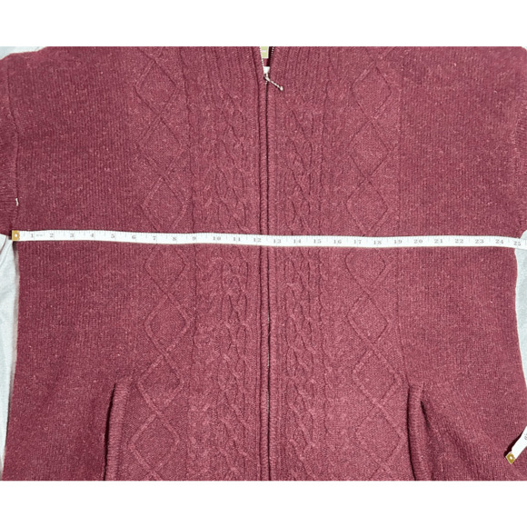 Vtg Carraig Donn Ireland Full Zip Burgundy Cardigan Sweater 100% Pure Wool XXL - Picture 12 of 12